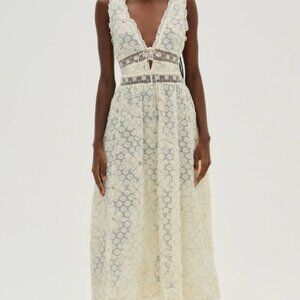 For Love & Lemons: White Sequin Daisy Midi Dress